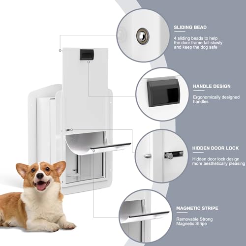 Autofeedog AUTOFEEDOG-DOG DOOR M-WHITE Double-Flap Pet Door For Wall And Door, With Closing Panel And Lock, Dog Door And Cat Door thumb #1
