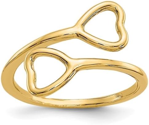 14k Yellow Gold Double Heart Toe Ring