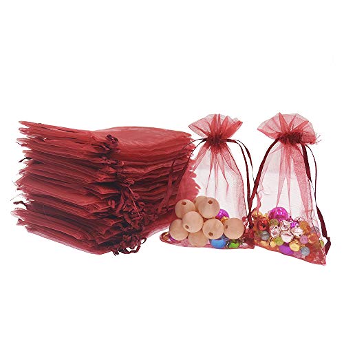 AsentechUK® 100 Bolsas de Organza de 20 cm x 30 cm para joyería de Regalo, Bolsas de Organza con cajón para Bodas y Bolsas de Organza