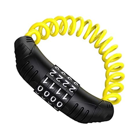 SlimpleStudio Bike Lock Bike Helmet Small Password Lock Anti Theft Cable Lock-yellow bicycle lock (Color : Yellow) Cover