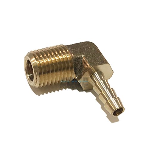 EDGE INDUSTRIAL 3/16" Hose ID to 1/4" Male NPT MNPT 90 Degree Brass Elbow Fitting Fuel/AIR/Water/Oil/Gas/WOG