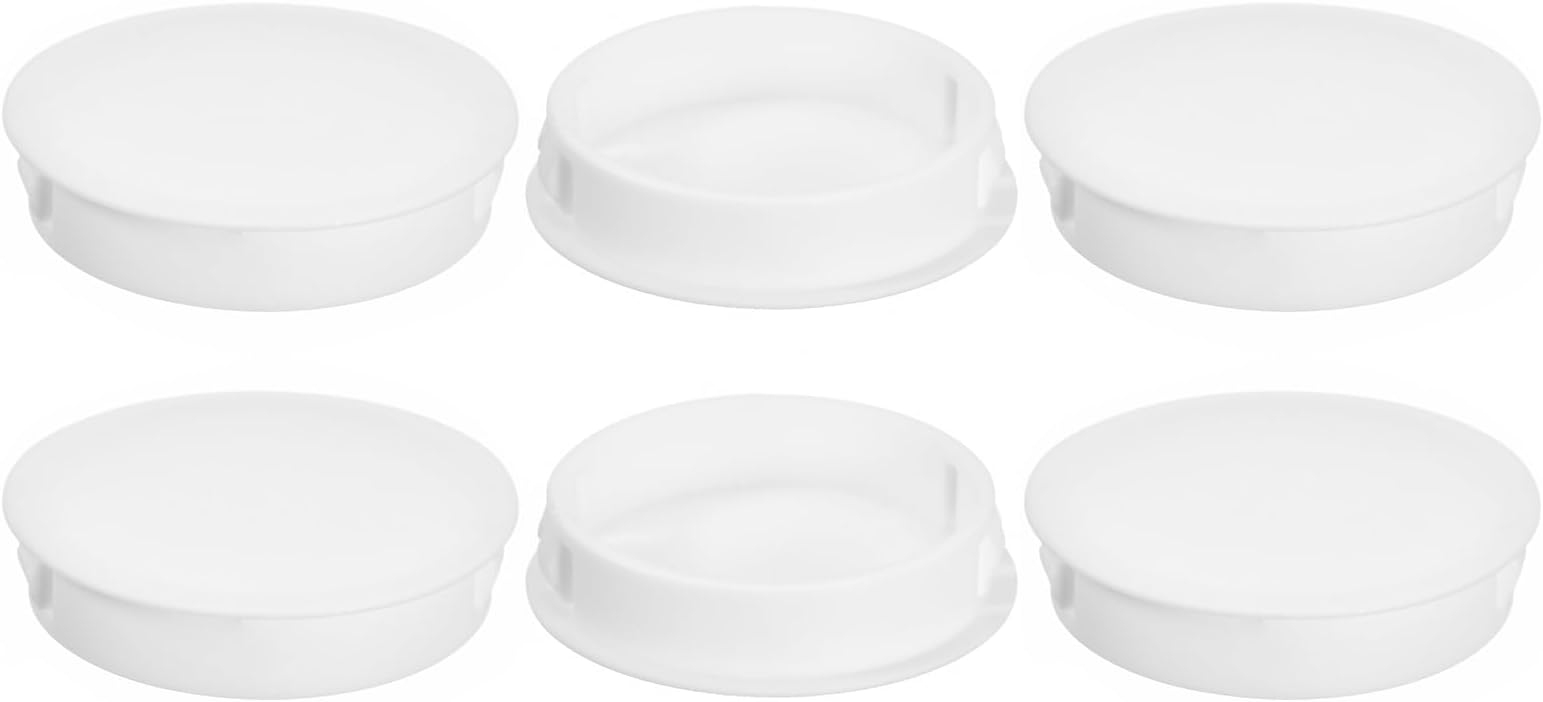 uxcell 6Pcs 45mm(1-3/4") Nylon Hole Plugs, Flush Type Panel Round Snap in Fastener Knockout Locking Plugs for Furniture Insert End Caps Panels, White