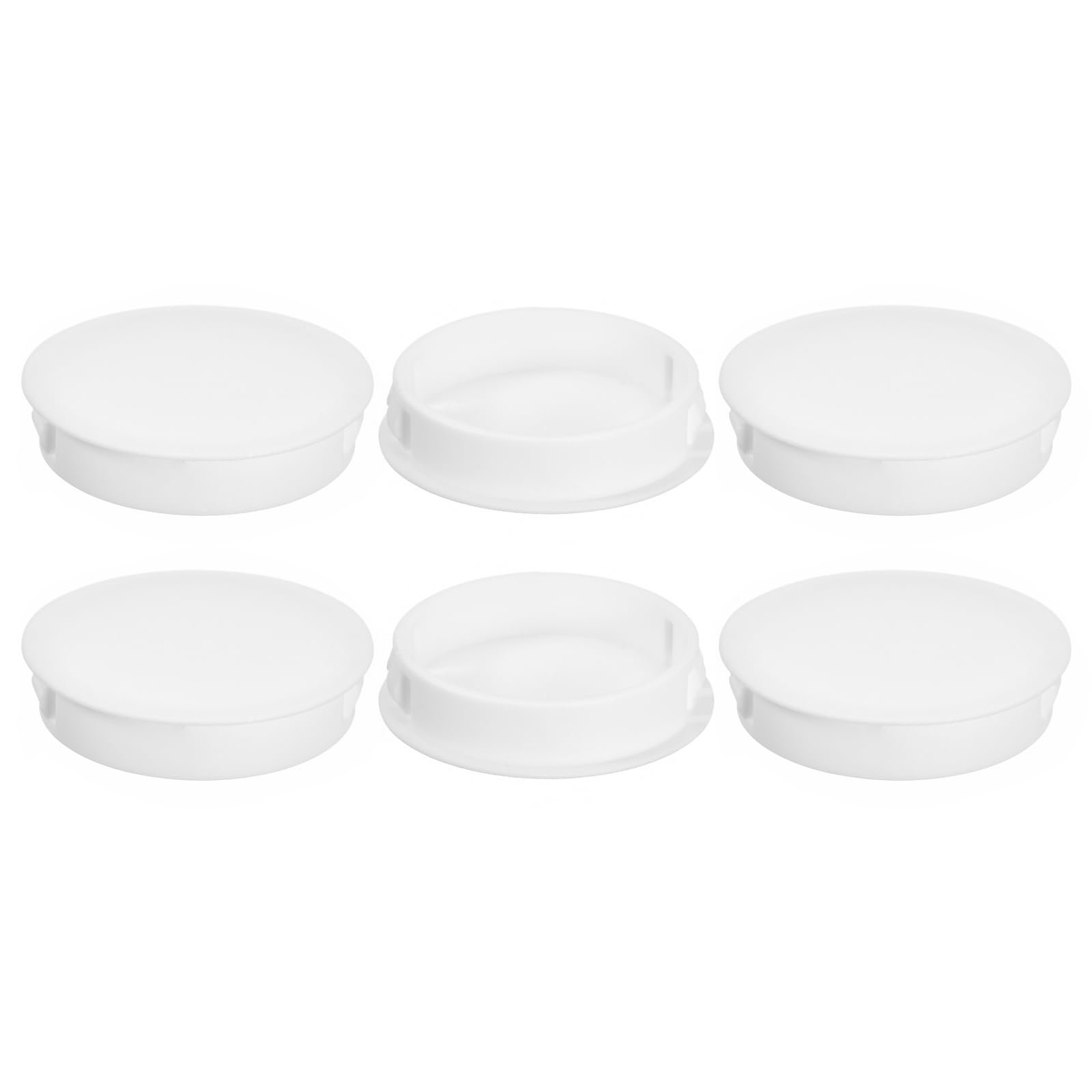 uxcell 6Pcs 45mm(1-3/4") Nylon Hole Plugs, Flush Type Panel Round Snap in Fastener Knockout Locking Plugs for Furniture Insert End Caps Panels, White