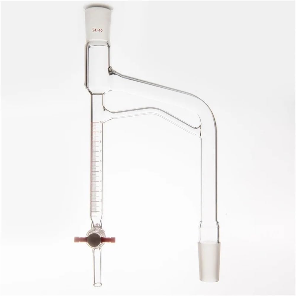 Equipos y suministros de laboratorio Receptor graduado de 10 ml/20 ml, unión 24/40 PTFE/vidrio, válvula vidrio borosilicato D46