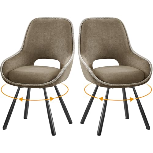 ANVOFONG Sillas de Comedor Pack de 2,Sillas Cocina,Silla Giratoria 180°,Asiento con Función de Retorno Automático,Adecuado para Comedor, Sala de Estar, Dormitorio,marrón