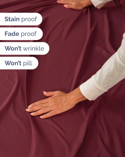 Image of Extra Deep Flex Top Split Head King Sheet Set - 6 Piece Breathable and Cooling Sheets - Hotel Luxury Bedding for Women, Men, Kids & Teens - Easy Secure Fit - Extra Deep Pockets - Burgundy