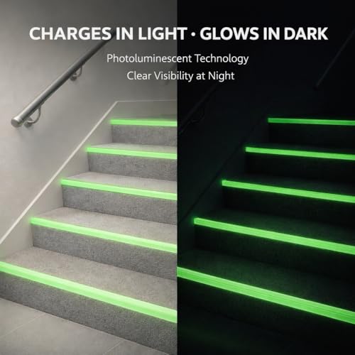 Image of Radium Night Glow in Dark Tape 50.8 mm (2 Inch) Width x 5 Meters (16 Feet) Length. Luminous Self-Adhesive Tape Safety Warning Security Stage Home Decoration Tape, Green