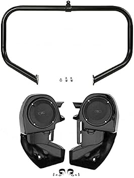 TCMT Highway Engine Guard Crash Bar Lower Vented Leg Fairing with 6.5" Speakers Fit For Harley Touring Road King Road Glide CVO Street Glide 2009-2013