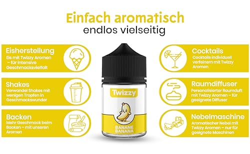 Twizzy Banane Lebensmittelaroma -60ml- Intensives Aroma – Ideal zum Backen, in Lebensmitteln & Getränken, auch für Vernebl., Nebelm., uvm – Bild 3
