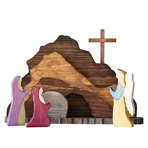 Easter Resurrection Scene - Spring Easter Risen Christ Figurine Decor, Easter Decorations for The Home, Easter Table Ornament, Easter Crafts, Table Centerpiece for Tabletop Montessori Wedding Gift