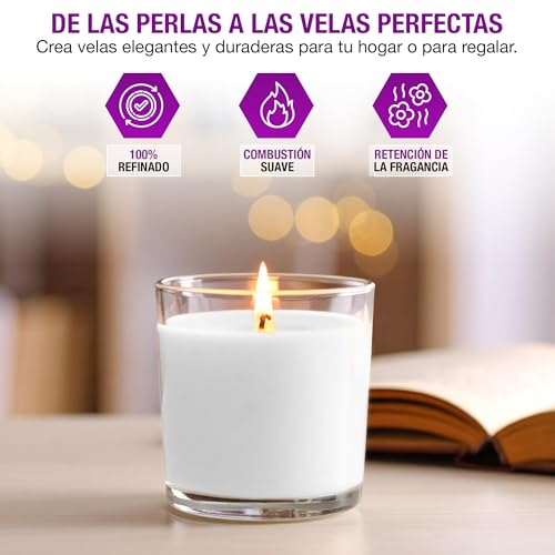 Miniatura 2 de Waxim. Cera De Parafina Para Velas 950g En Perlas. Artesanales, Velas Caseras, Diy, Manualidades, Parafina Refinada, Granulos, Perlas, Velas Decorativas, Blanca, Economica.