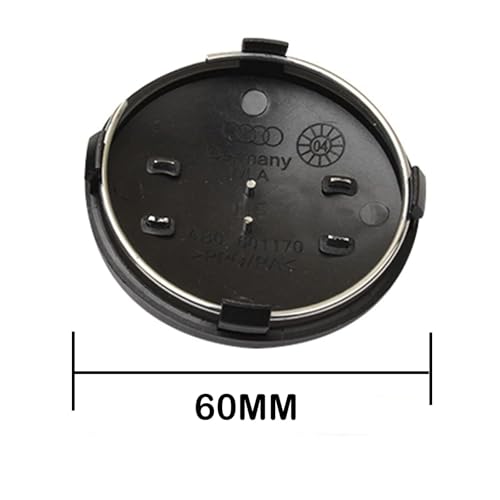 4 Stück Nabendeckel für Audi 60mm, Radnabenkappen Felgendeckel Felgenkappen Nabenkappen ABS Wheel Caps Radnabenabdeckung, Schwarz