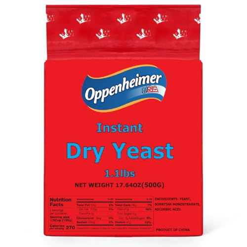Instant Dry Yeast – 1.1 lb (500g) – Fast-Acting Yeast for Baking, Bread, Pizza Dough, and More,...