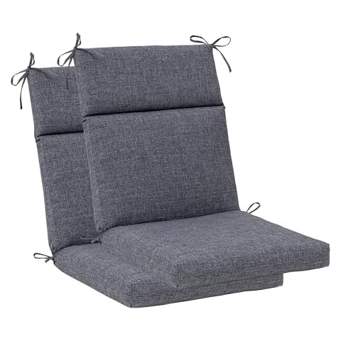 QILLOWAY Outdoor/Indoor High Back Cushion Slipcover Sponge Foam Chair Cushion,2counts,Charcoal Grey/Black Cover