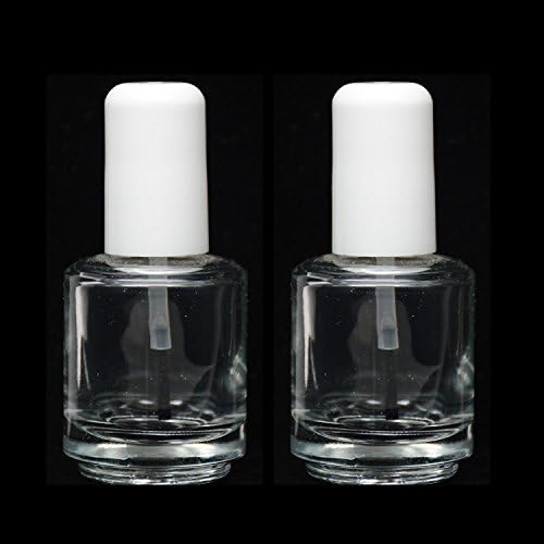 Empty Polish Bottles Clear with Brush Cap and Mixing Ball14ml/0.5 Oz 2 PCS by Solangel