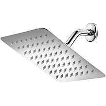 HotelSpa 8-inch 100% Stainless Steel Rainfall Shower Head with Ultra-Thin Low Profile, Waterfall Coverage, and 64 Easy-to-Clean Jets, Simple Install Without Tools Chrome Finish