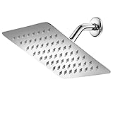 HotelSpa 8-inch 100% Stainless Steel Rainfall Shower Head with Ultra-Thin Low Profile, Waterfall Coverage, and 64 Easy-to-Clean Jets, Simple Install Without Tools – Chrome Finish
