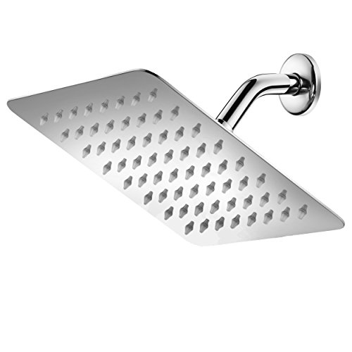 HotelSpa 8-inch 100% Stainless Steel Rainfall Shower Head with Ultra-Thin Low Profile, Waterfall Coverage, and 64 Easy-to-Clean Jets, Simple Install Without Tools – Chrome Finish