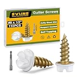 SVLING #8 x 1/2' Self Tapping Gutter Screws, 110PCS White Painted Slotted Hex Head Sheet Metal Screws Golden Thread Ruspert Coating Finish, 1/4' Hex Bit Socket Included