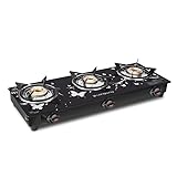 Longway Astra Glass Top, 3 Burner Auto Ignition Glass Gas Stove (Black, ISI Certified, 2 Year Warranty)