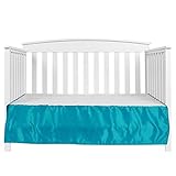 EHP Solid Satin Crib Skirt Dust Ruffle, Nursery Crib Toddler Bedding Skirt with A 13' Drop (27' X 51' + 13', Teal)