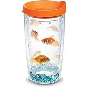 Tervis Goldfish Made in USA Double Walled Insulated Tumbler Travel Cup Keeps Drinks Cold & Hot, 16oz, Classic