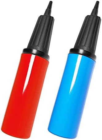 Balloon Pump Handheld - Mini Dual Action Balloon Blower Pump, Bomba para Inflar Globos, Hand Pump Balloon Inflator for Party Garlands, Inflatables, Yoga Balls, 2 Pack Blue&Red Ballon Air Pump