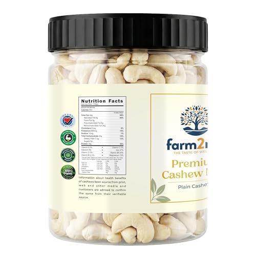 Image of farm2nut W320 Medium Size Cashew Nuts (1Kg) | Natural Whole Kaju | Airtight Jar | Fresh & Crunchy nuts