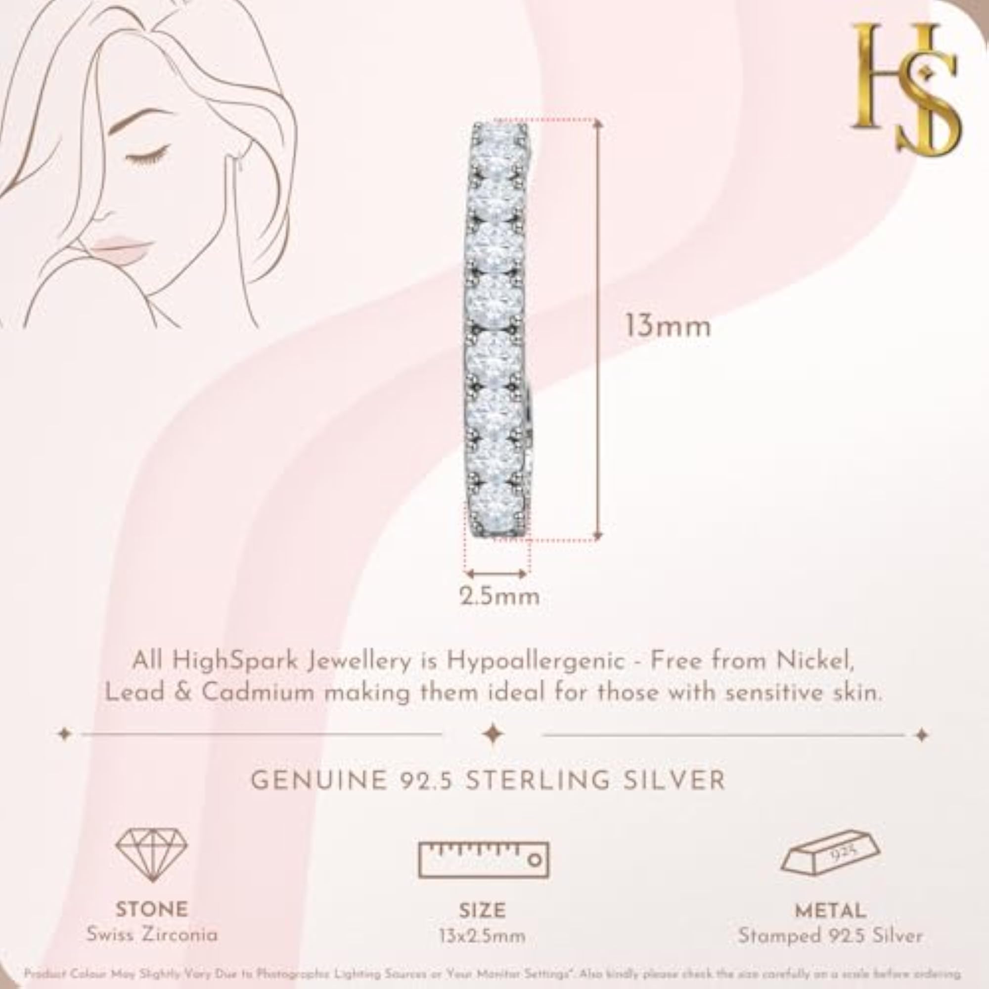 Women's 925 Sterling Silver Studded Hoop Styled Earrings