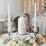 Irenare Unity Candles with Holder for Wedding Ceremony Unity Candle Set Wedding Table Decorations Accessories for Formal Events Church (Ceramic Flowers)
