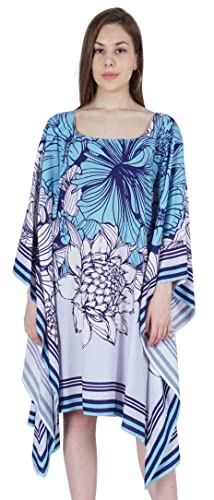 Moomaya Túnica Corta para Mujer Kaftan Casual Kimono Mini Playa Vestido De Playa Cubrir Vestidos Cover