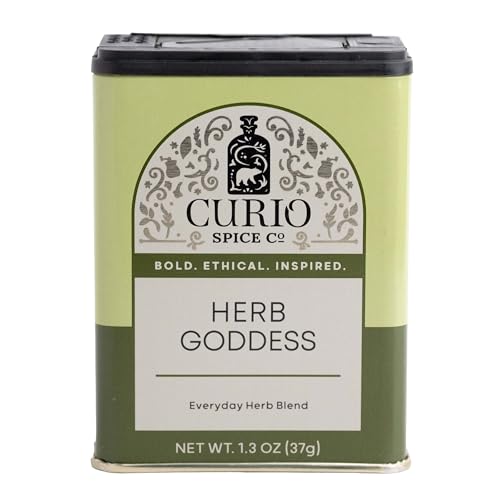 Curio Spice Co - Herb Goddess Everyday Blend - Made w/Green coriander, Greek Oregano & Chives - Great for White Meat, Soups, Salads, & Rice - 1.3oz Tin