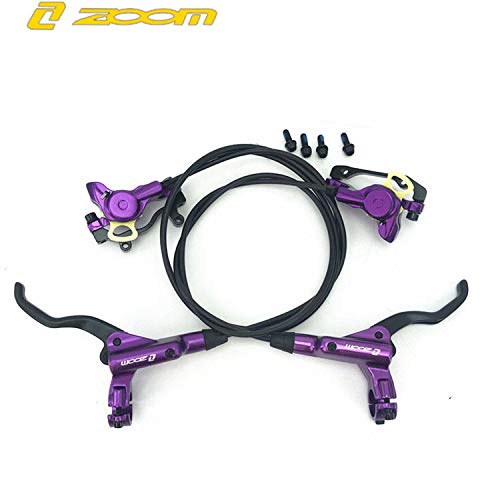 Zoom Hydraulic Disc Brakes Mountain Bike Sets Mtb Front & Rear Set With Floating Disc Rotor 160Mm & Color Bolts (Purple) #TOP1