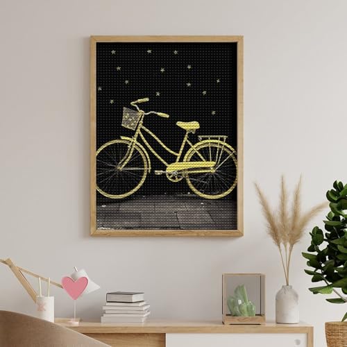 Peinture diamant jaune vélo pour décorer votre salon chaleureux