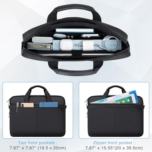 RAINYEAR 15.6 Inch Laptop Bag Laptop Shoulder Bag for Men, Expandable Waterproof Laptop Messenger Bag Large Capacity Computer Laptop Briefcase with Pockets for Travel Business Work Office, Black3