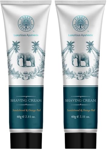 Image of Forest Essentials Shaving Cream Sandalwood & Orange Peel | Ayurvedic Natural Shaving Cream for Smooth Razor Glide (Pack of 2)