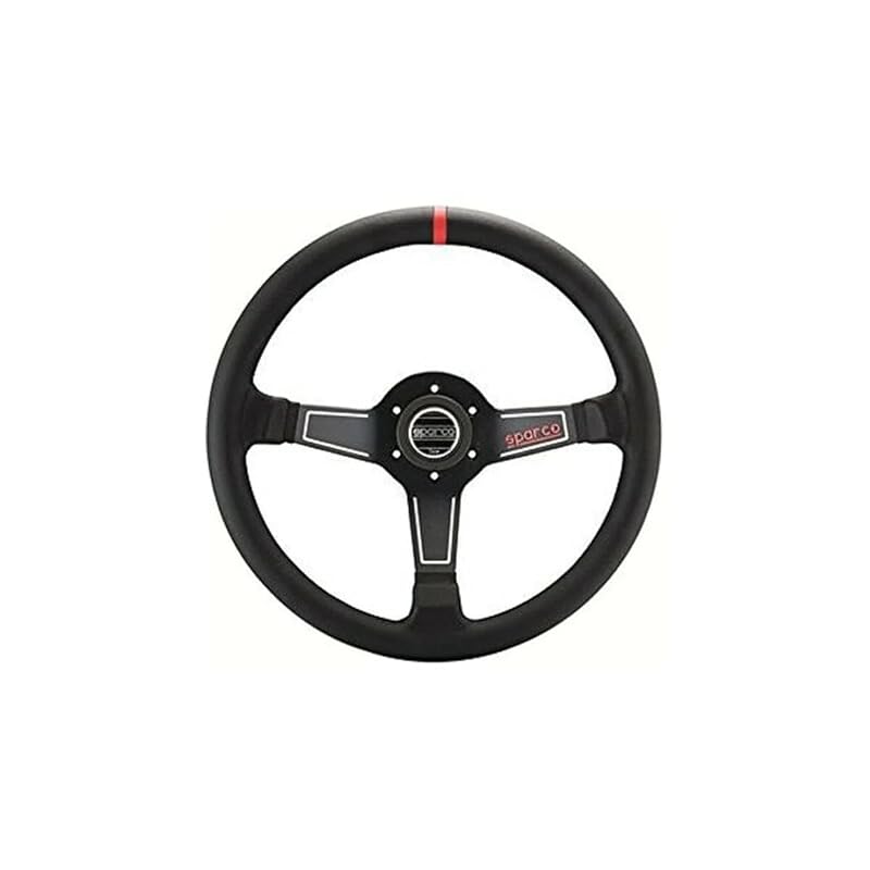 Volante esportivo Sparco L575 em couro preto e vermelho, 350 mm, 3 raios, 015L750PL