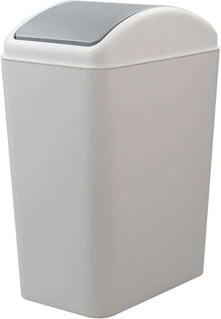 Parlynies 15 L Kitchen Trash Bin, Plastic Waste Bin with Swing Lid (Grey)