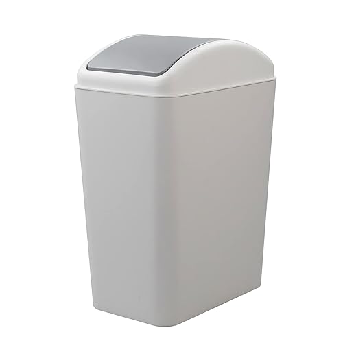 Parlynies Cubo de basura de plástico de 45 galones cubo de basura con tapa oscilante cubo de basura 1 paquete gris