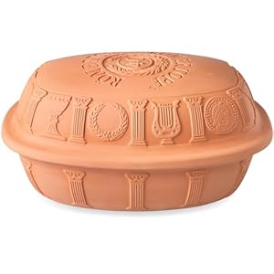 Römertopf Bräter 40 Jahre Jubiläums-Edition, Dampfgarer aus Naturton, 3,  Liter, oval 34 x 26 x 19 cm, Terrakotta, für bis zu 6 Personen, schonendes Garen mit Dunst, ofenfest & pflegeleicht