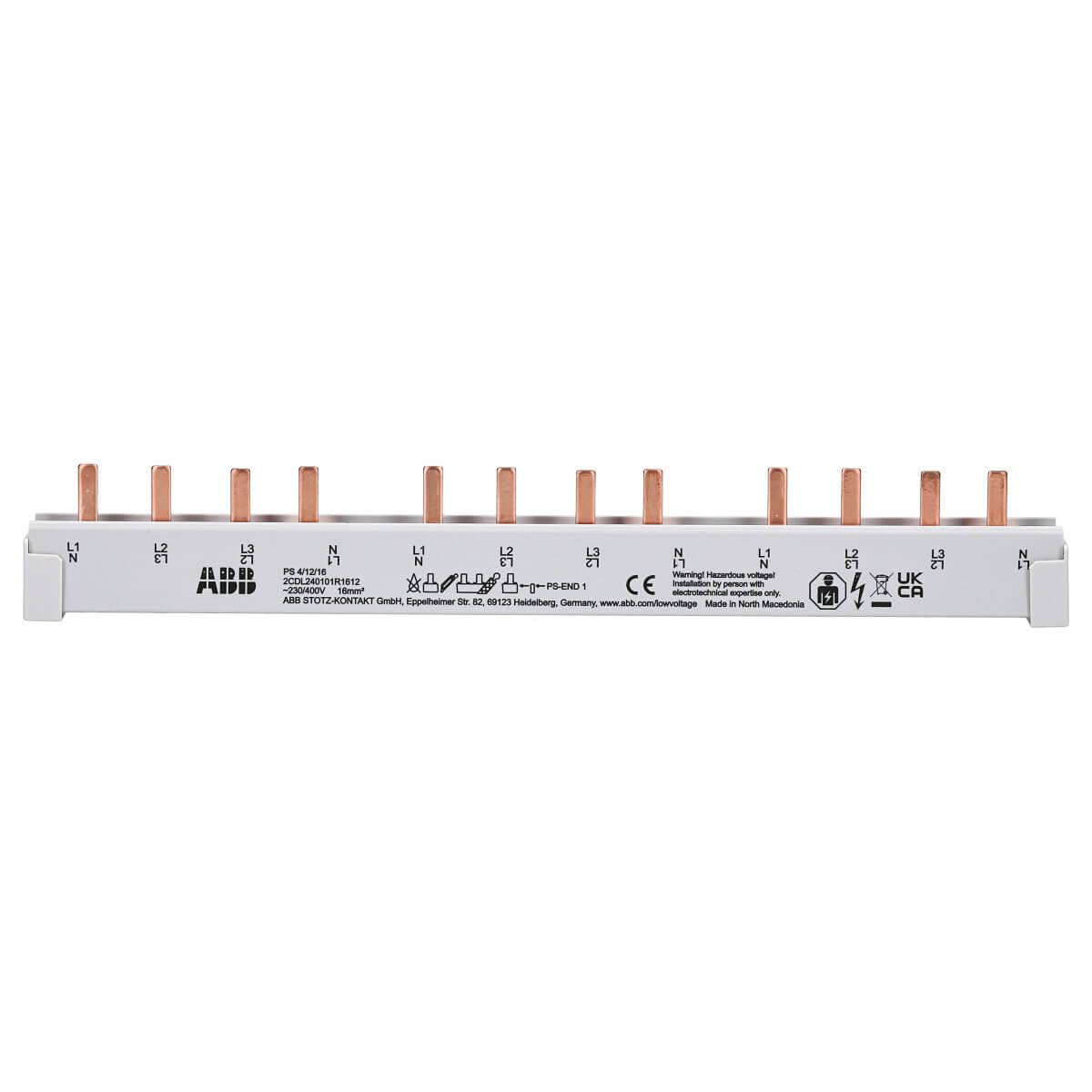 ABB PS4/12/16 Phasenschiene 4Ph.,12Pins,16qmm 2CDL240101R1612