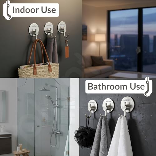 Image of Plantex Wall Hanging Hook /Bath Towel Hook /Self Adhesive Round Robe Hooks for Kitchen /Bathroom /Stylish Home Decor Items - Pack of 4 (Chrome)