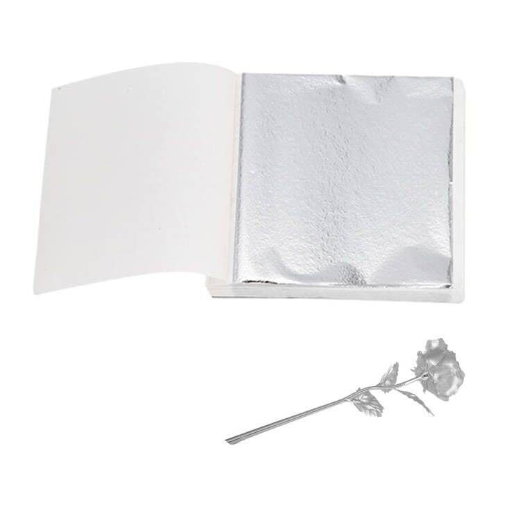 Hoja De Plata De Imitación, Hoja De Imitación De Hoja De Plata, Pan De Plata De Imitación, Pan De Plata Manualidades, Pan De Plata Para Manualidades, Artesanía De Pan De Plata (100 Piezas, 8CM)