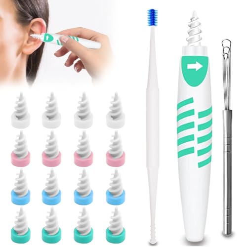 GWAWG Limpiador Oídos, 16 puntas lavables, suave silicona, elimina cera, ayuda a previene tapones, adecuado tanto para niños como para adultos