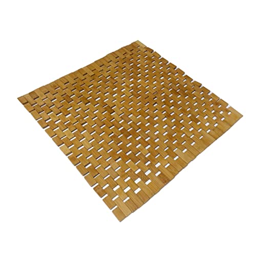 HJJKKH Bath Mat 23.6X23.6 inches, Square Natural Bathroom Rug, Non Slip Foldable Floor Shower Mat for Bathroom, Bathtub, Shower, Sauna, Hot Tub, Rayon Derived from Bamboo