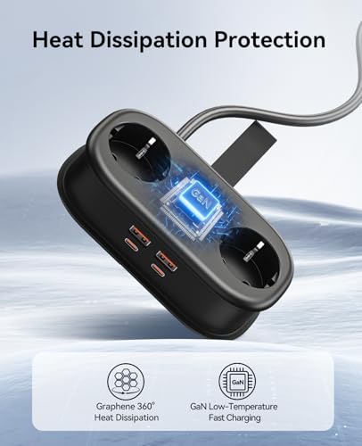 Accessoires Voyage Cabine : ORICO AP3 65W GaN USB‑C Multiprise de Voyage, 2 Prises avec 4 USB(2... – Image 6