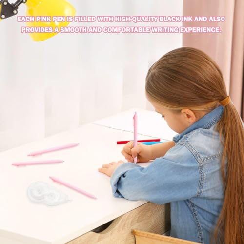 20 Stück Pink Press Stift Und 1 Stück Korrekturgürtel, Studien- Und Büroversorgungen, Schreibwerkzeuge, Signaturstifte, Schülerversorgungen