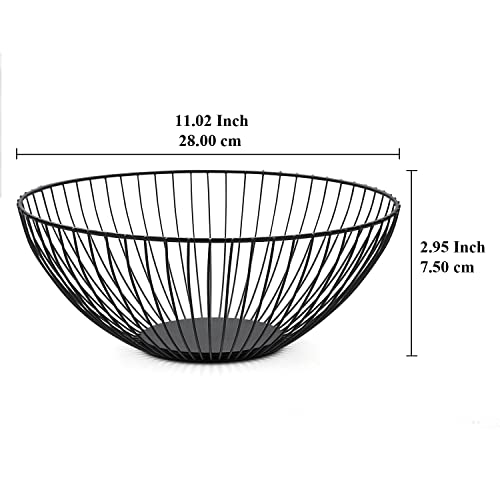 Homquen Fruit Basket, Fruit Bowl, Metal Wire Fruit Basket For Kitchen, Fruit Bowl For Kitchen Counter, Basket For Fruits, Vegetables, Breads, Snacks, Kitchen Gadgets (Round Short, Black) #TOP1