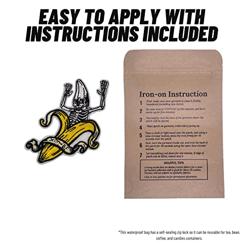 Bohaqa Surrender Skeleton Banana Patch 2.8" - Funny Skeleton Patch - Iron On/Sew On #TOP5