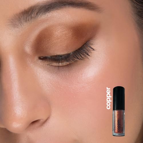 Image of Ruby's Organics Mini Metallic Liquid Eyeshadow for Women- Eye Makeup, Smooth Glide Insta Dry Formula, Smudge proof, Waterproof, Long Lasting and Highly Pigmented, Paraben Free, Vegan - Copper, 3ml